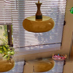 Lampa Wisząca Retro ze Szklanym Kloszem i Drewnianym Elementem