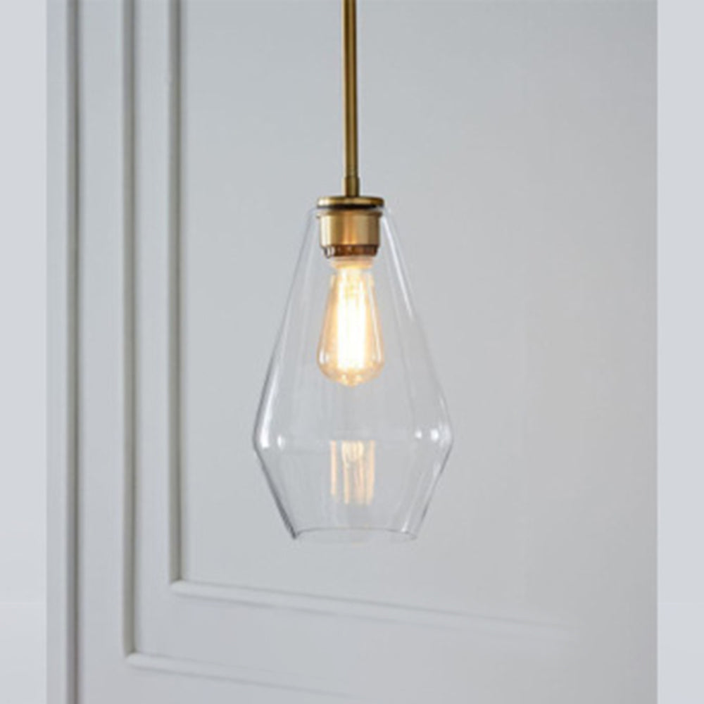Lampa Wisząca Retro ze Szklanym Kloszem w Kształcie Diamentu