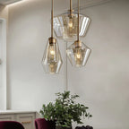 Lampa Wisząca Retro ze Szklanym Kloszem w Kształcie Diamentu