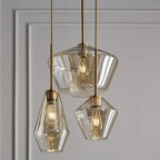 Lampa Wisząca Retro ze Szklanym Kloszem w Kształcie Diamentu