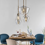 Lampa Wisząca Retro ze Szklanym Kloszem w Kształcie Diamentu