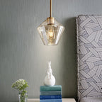 Lampa Wisząca Retro ze Szklanym Kloszem w Kształcie Diamentu