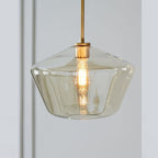 Lampa Wisząca Retro ze Szklanym Kloszem w Kształcie Diamentu