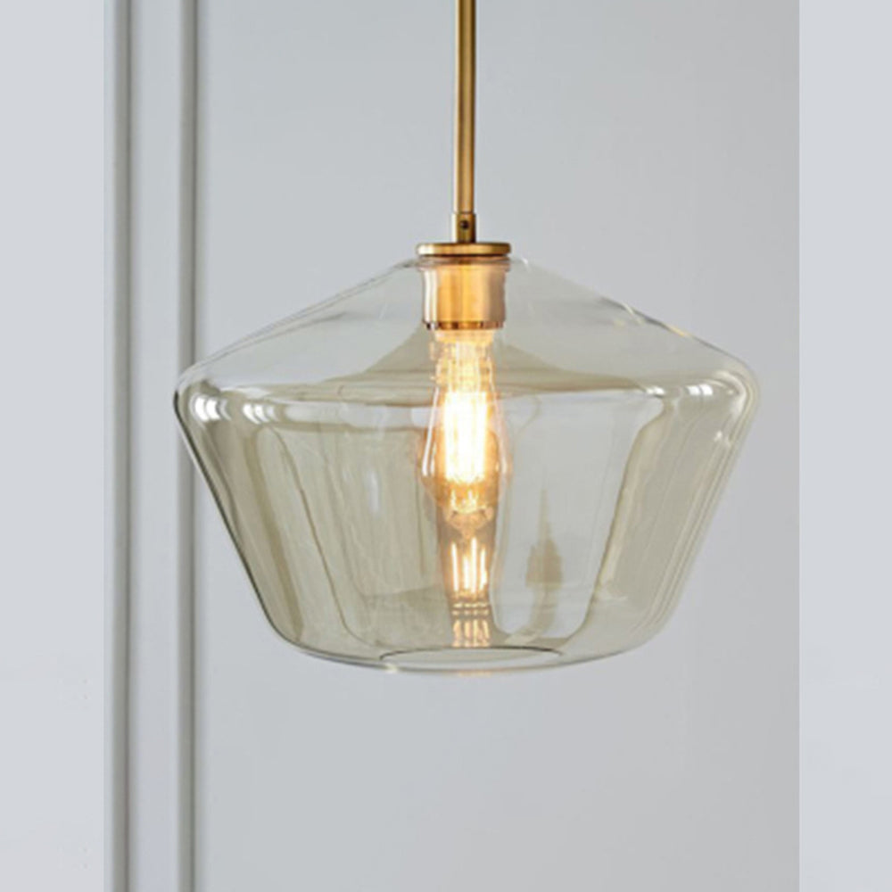 Lampa Wisząca Retro ze Szklanym Kloszem w Kształcie Diamentu
