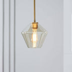Lampa Wisząca Retro ze Szklanym Kloszem w Kształcie Diamentu
