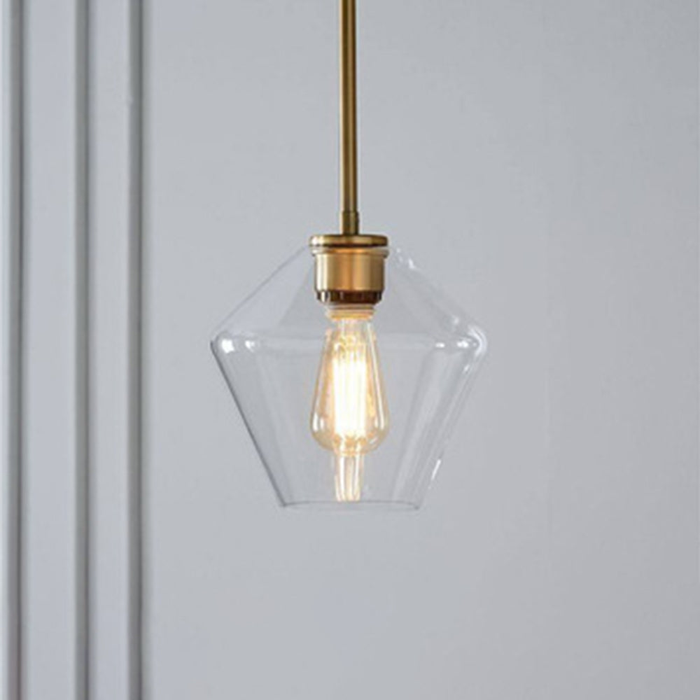 Lampa Wisząca Retro ze Szklanym Kloszem w Kształcie Diamentu