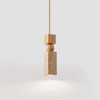 Lampa Wisząca Skandynawska z Drewnem i Trawertynem ##POS:17##