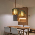 Lampa Wisząca Skandynawska z Drewnianą Klatką i Abażurem
