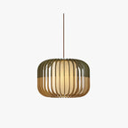 Lampa Wisząca Skandynawska z Drewnianą Klatką i Abażurem
