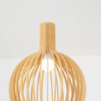 Lampa Wisząca Skandynawska z Drewnianą Kloszem w Kształcie Klatki ##POS:11##