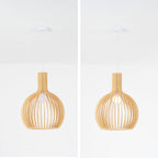 Lampa Wisząca Skandynawska z Drewnianą Kloszem w Kształcie Klatki ##POS:9##