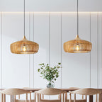 Lampa Wisząca Skandynawska z Drewnianą Kloszem w Kształcie Kopuły