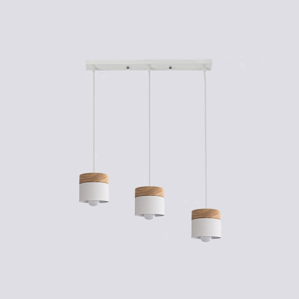 Lampa Wisząca Skandynawska z Drewnianym Kloszem i Metalowym Abażurem