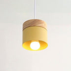 Lampa Wisząca Skandynawska z Drewnianym Kloszem i Metalowym Abażurem