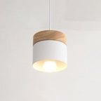 Lampa Wisząca Skandynawska z Drewnianym Kloszem i Metalowym Abażurem