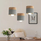 Lampa Wisząca Skandynawska z Drewnianym Kloszem i Metalowym Abażurem