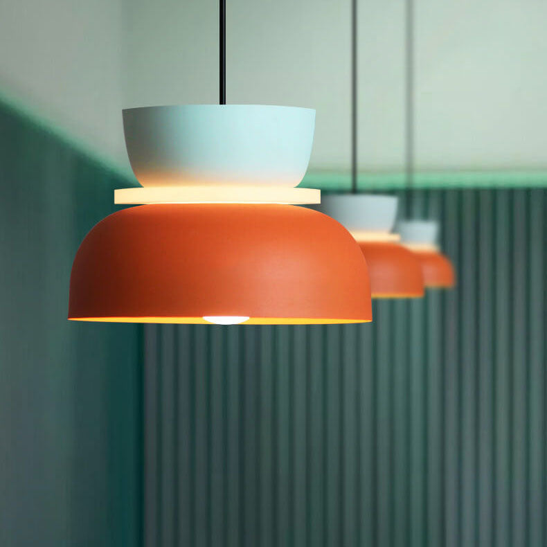Lampa Wisząca Skandynawska z Dwuczęściowym Kloszem w Stylu Macarons