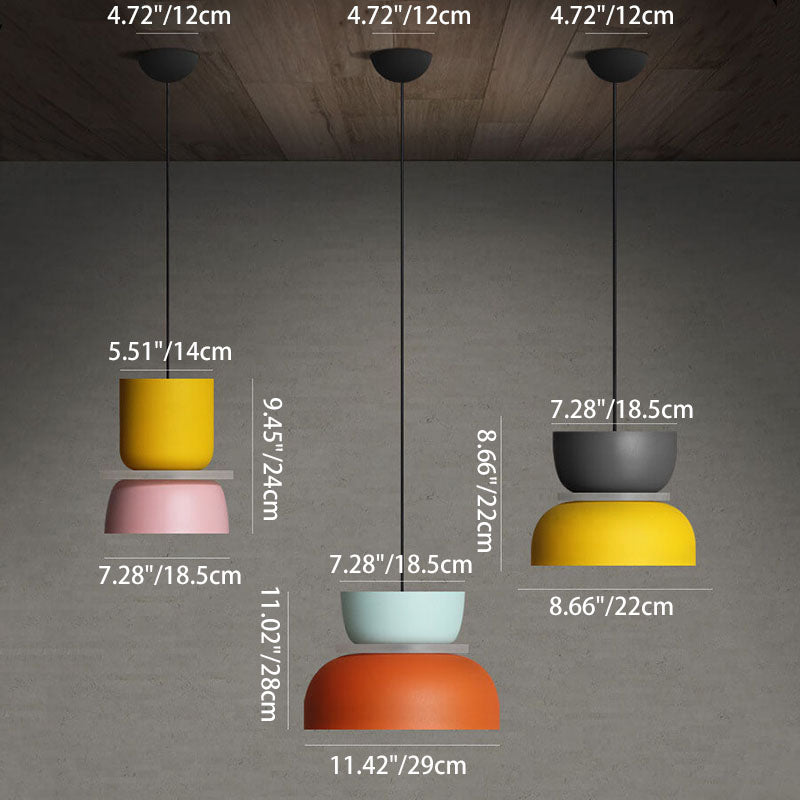 Lampa Wisząca Skandynawska z Dwuczęściowym Kloszem w Stylu Macarons