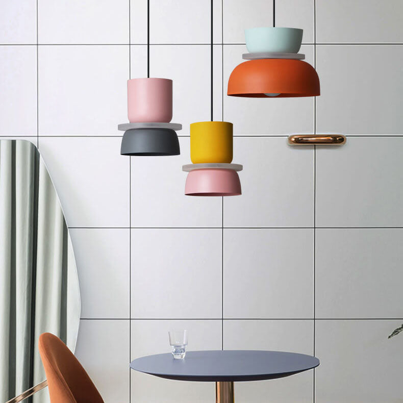 Lampa Wisząca Skandynawska z Dwuczęściowym Kloszem w Stylu Macarons