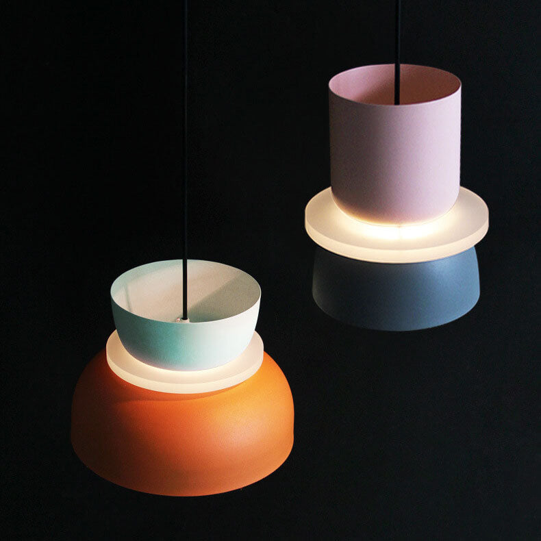 Lampa Wisząca Skandynawska z Dwuczęściowym Kloszem w Stylu Macarons