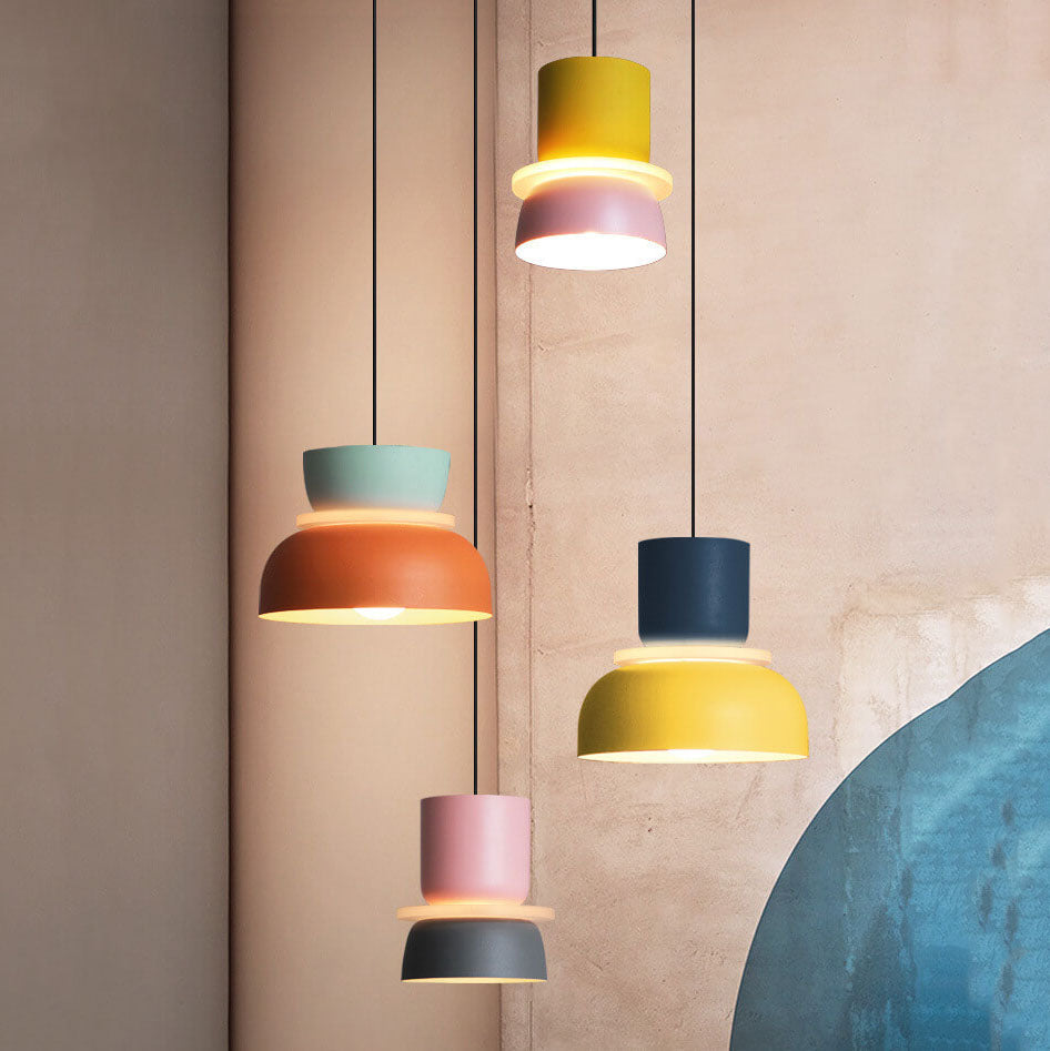 Lampa Wisząca Skandynawska z Dwuczęściowym Kloszem w Stylu Macarons