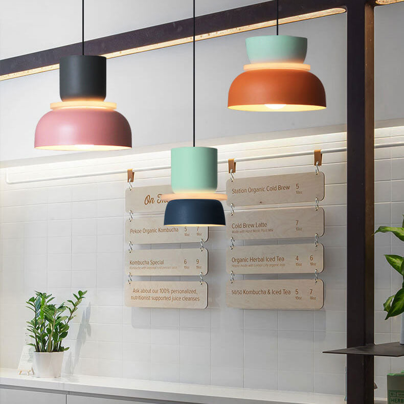 Lampa Wisząca Skandynawska z Dwuczęściowym Kloszem w Stylu Macarons