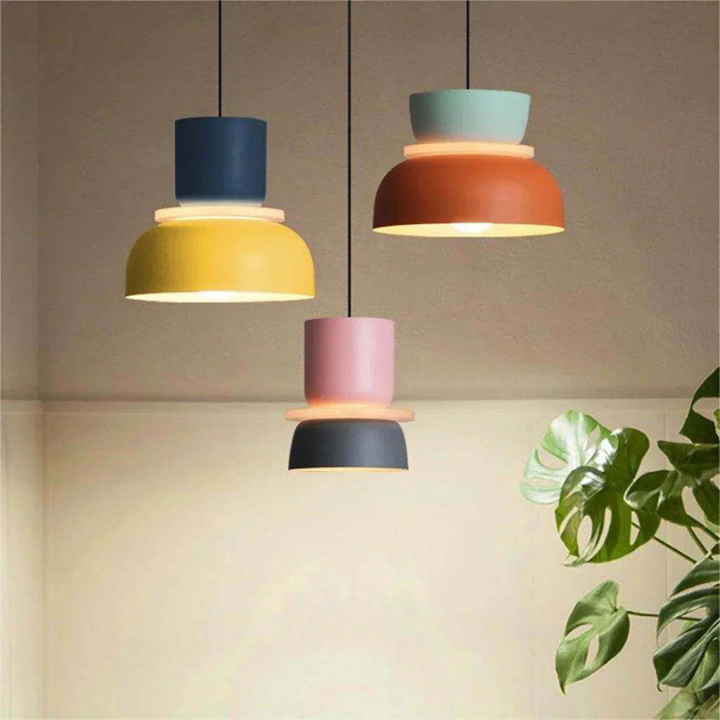 Lampa Wisząca Skandynawska z Kolorowym Kloszem