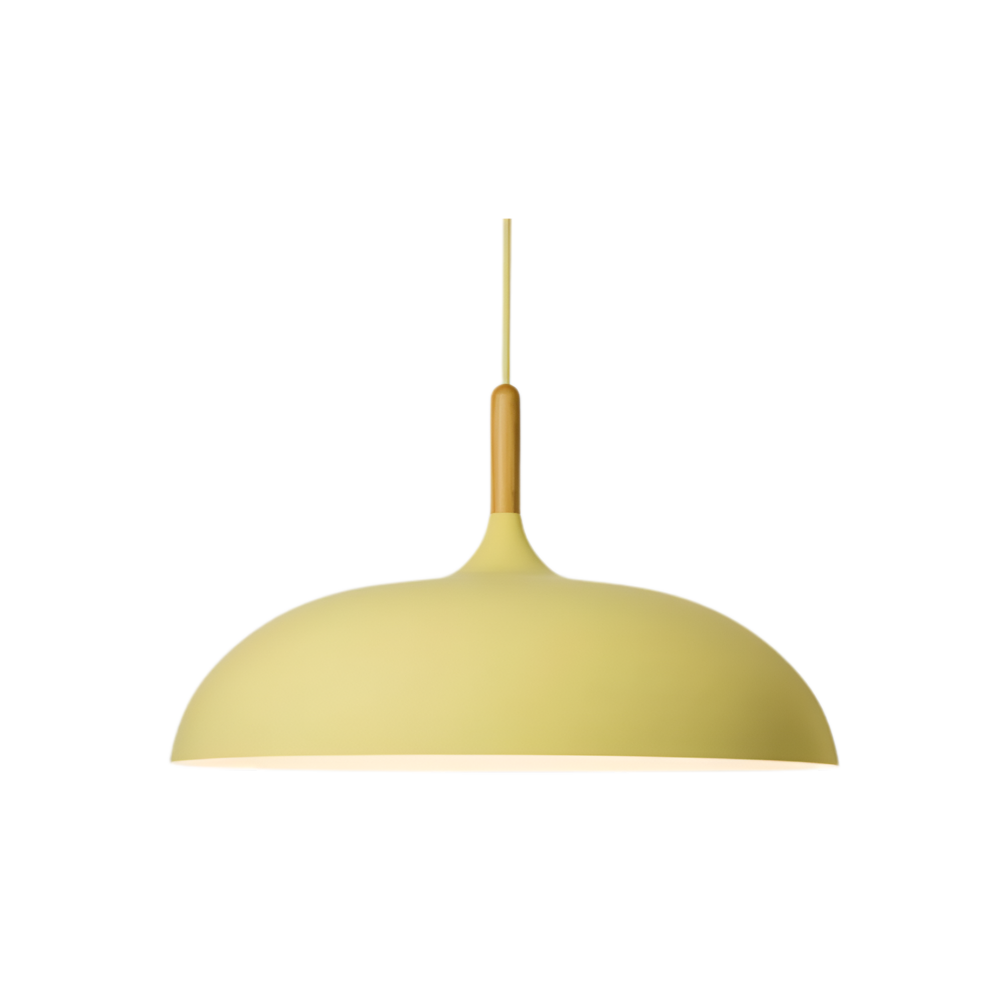 Lampa Wisząca Skandynawska z Okrągłym Kloszem i Drewnianym Akcentem