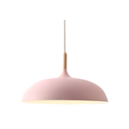Lampa Wisząca Skandynawska z Okrągłym Kloszem i Drewnianym Akcentem