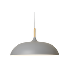 Lampa Wisząca Skandynawska z Okrągłym Kloszem i Drewnianym Akcentem