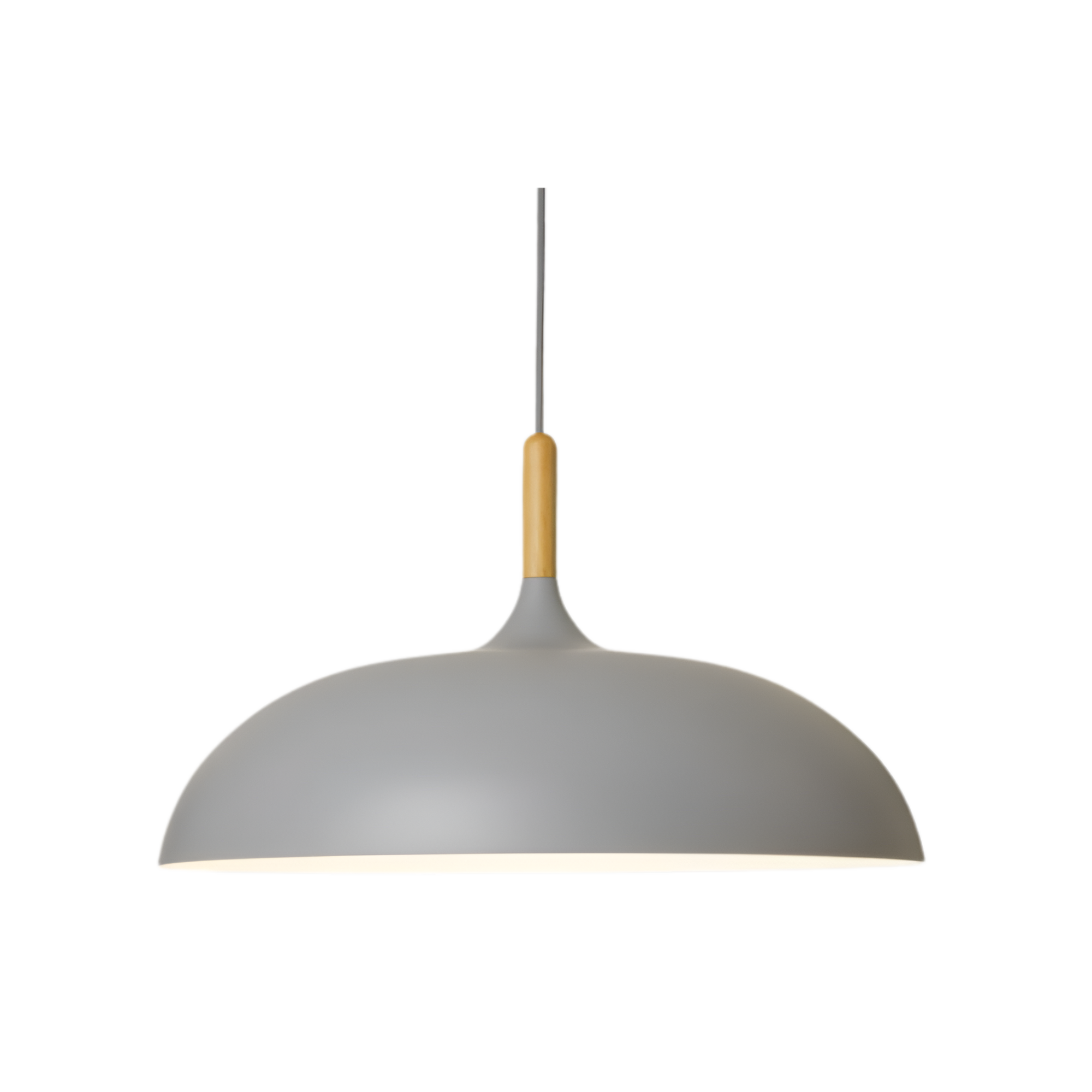 Lampa Wisząca Skandynawska z Okrągłym Kloszem i Drewnianym Akcentem