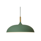 Lampa Wisząca Skandynawska z Okrągłym Kloszem i Drewnianym Akcentem