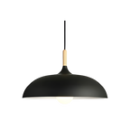 Lampa Wisząca Skandynawska z Okrągłym Kloszem i Drewnianym Akcentem