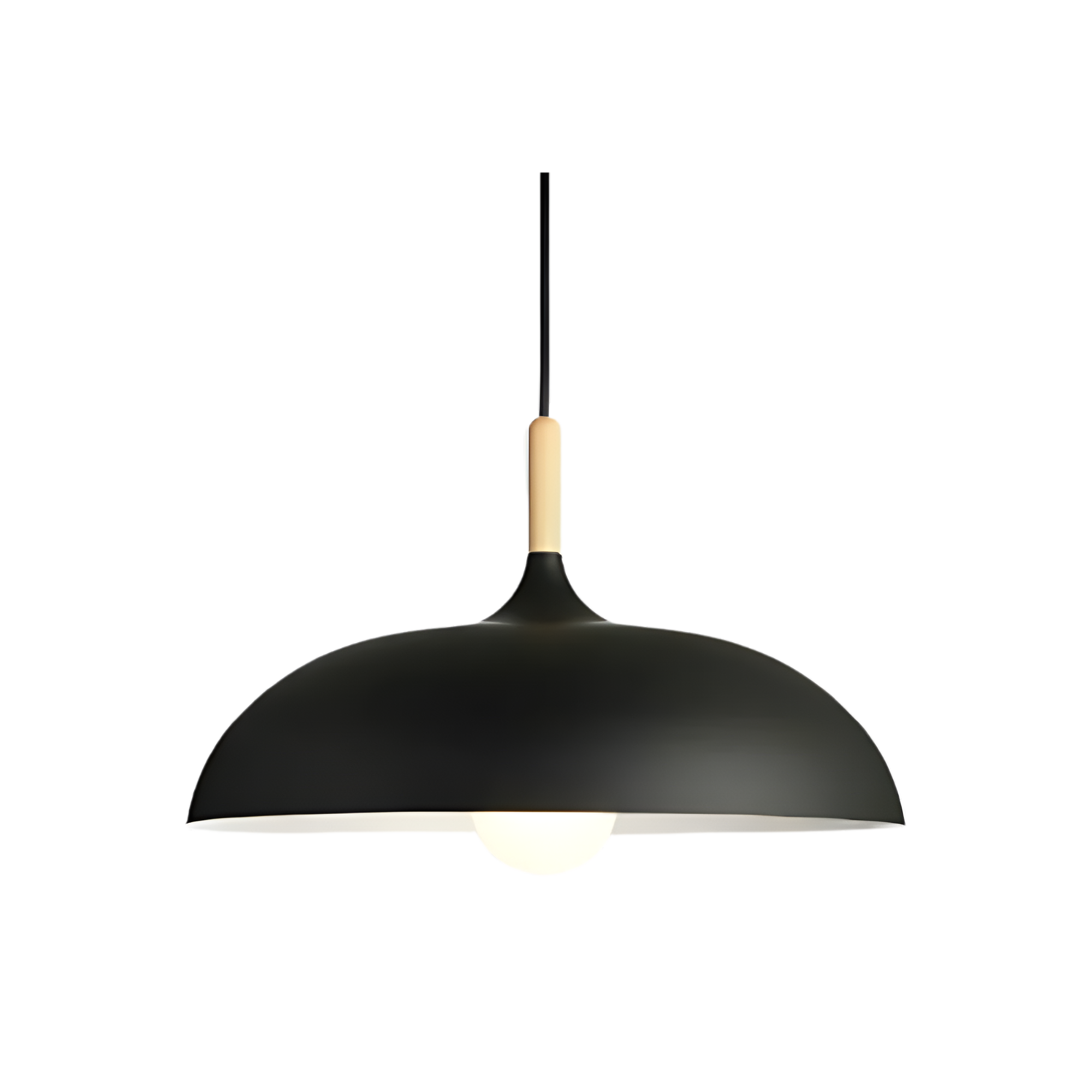 Lampa Wisząca Skandynawska z Okrągłym Kloszem i Drewnianym Akcentem