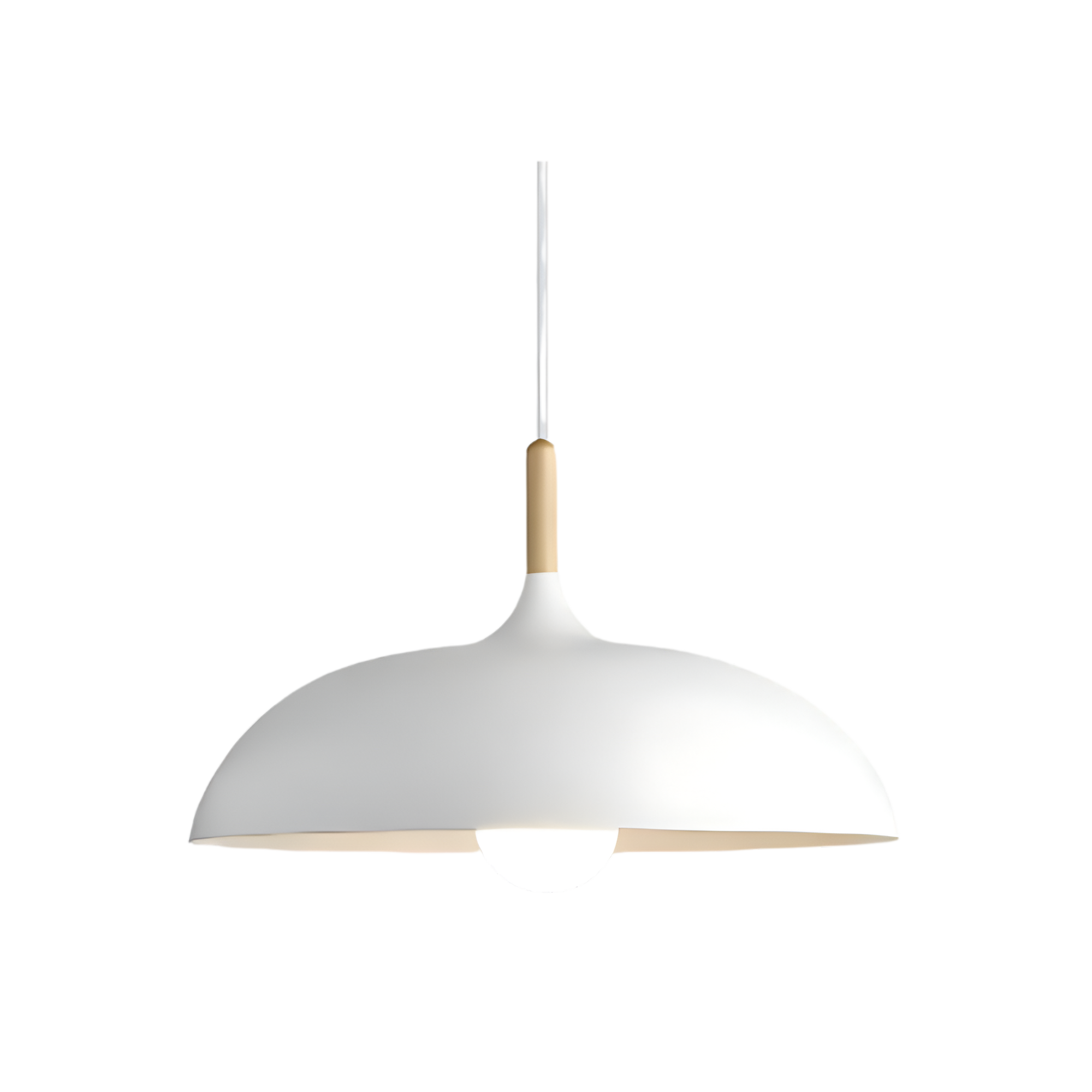 Lampa Wisząca Skandynawska z Okrągłym Kloszem i Drewnianym Akcentem