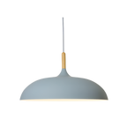 Lampa Wisząca Skandynawska z Okrągłym Kloszem i Drewnianym Akcentem