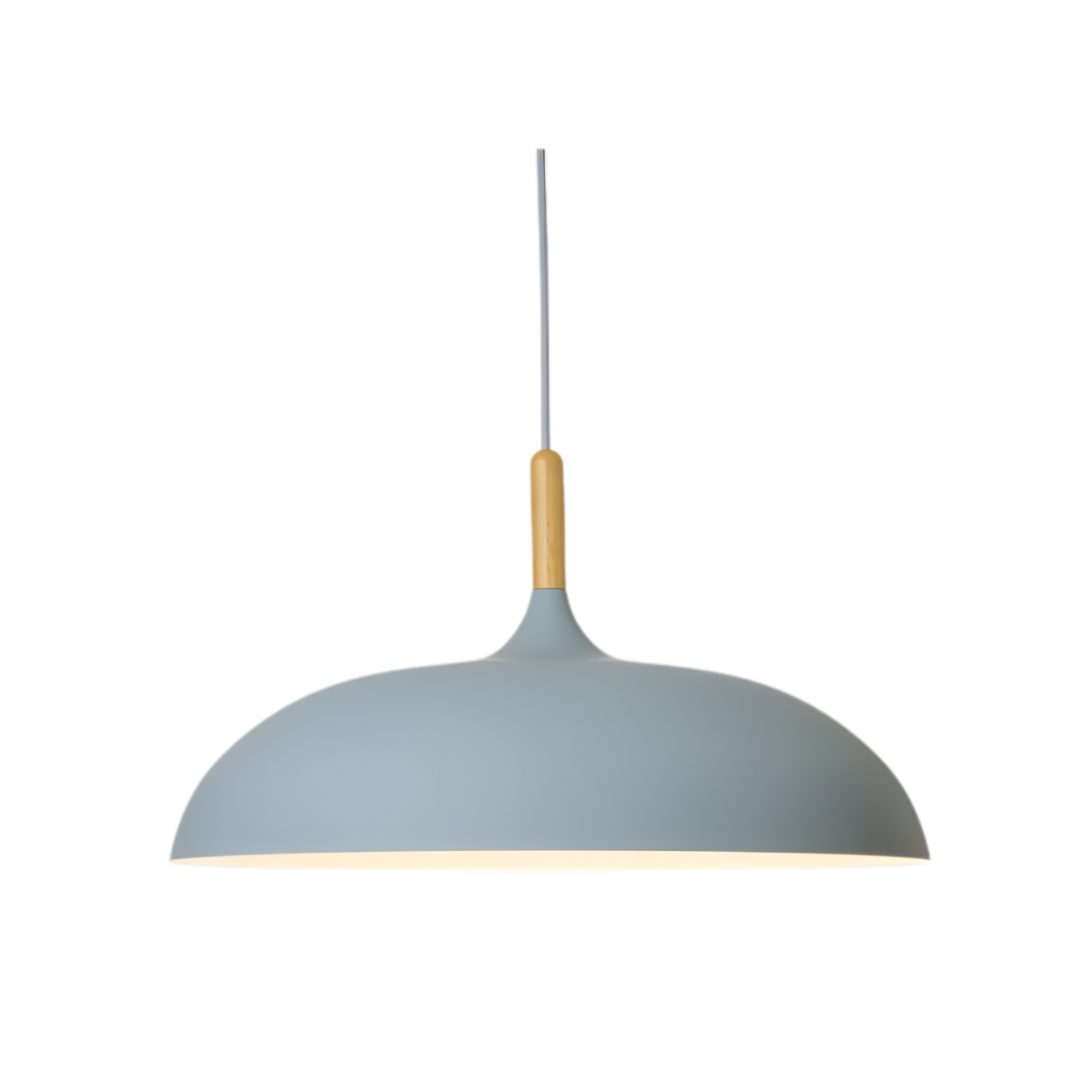 Lampa Wisząca Skandynawska z Okrągłym Kloszem i Drewnianym Akcentem