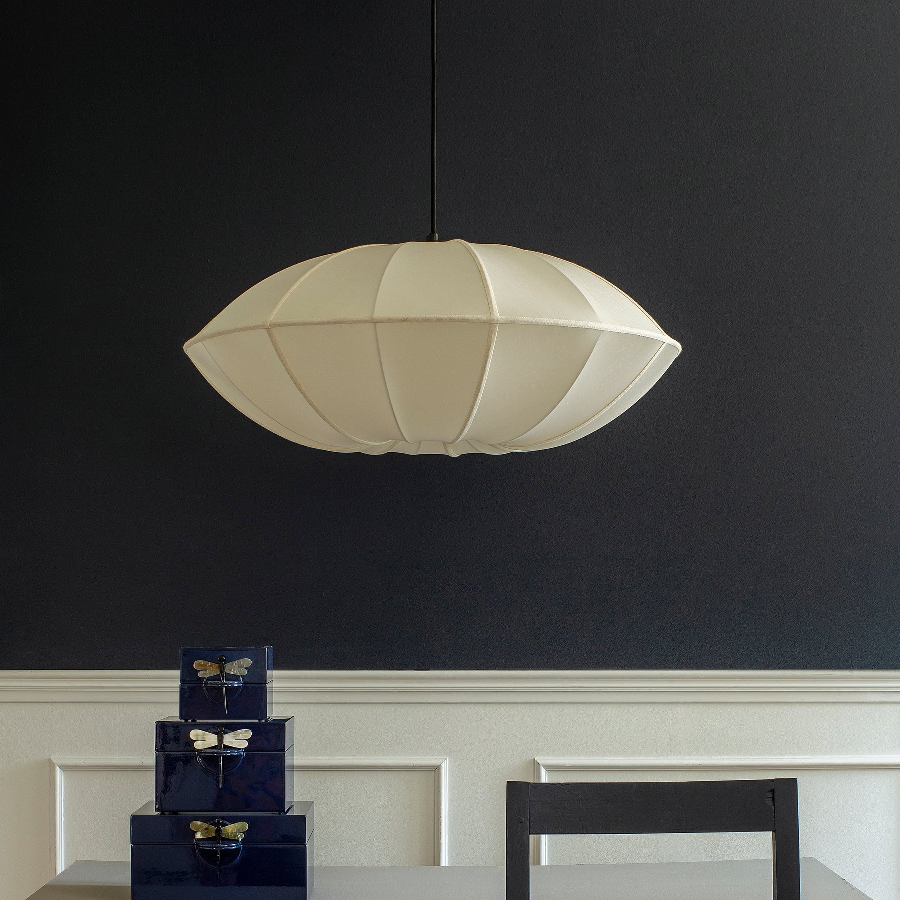 Lampa Wisząca Skandynawska z Owalnymi Kloszem z Tkaniny