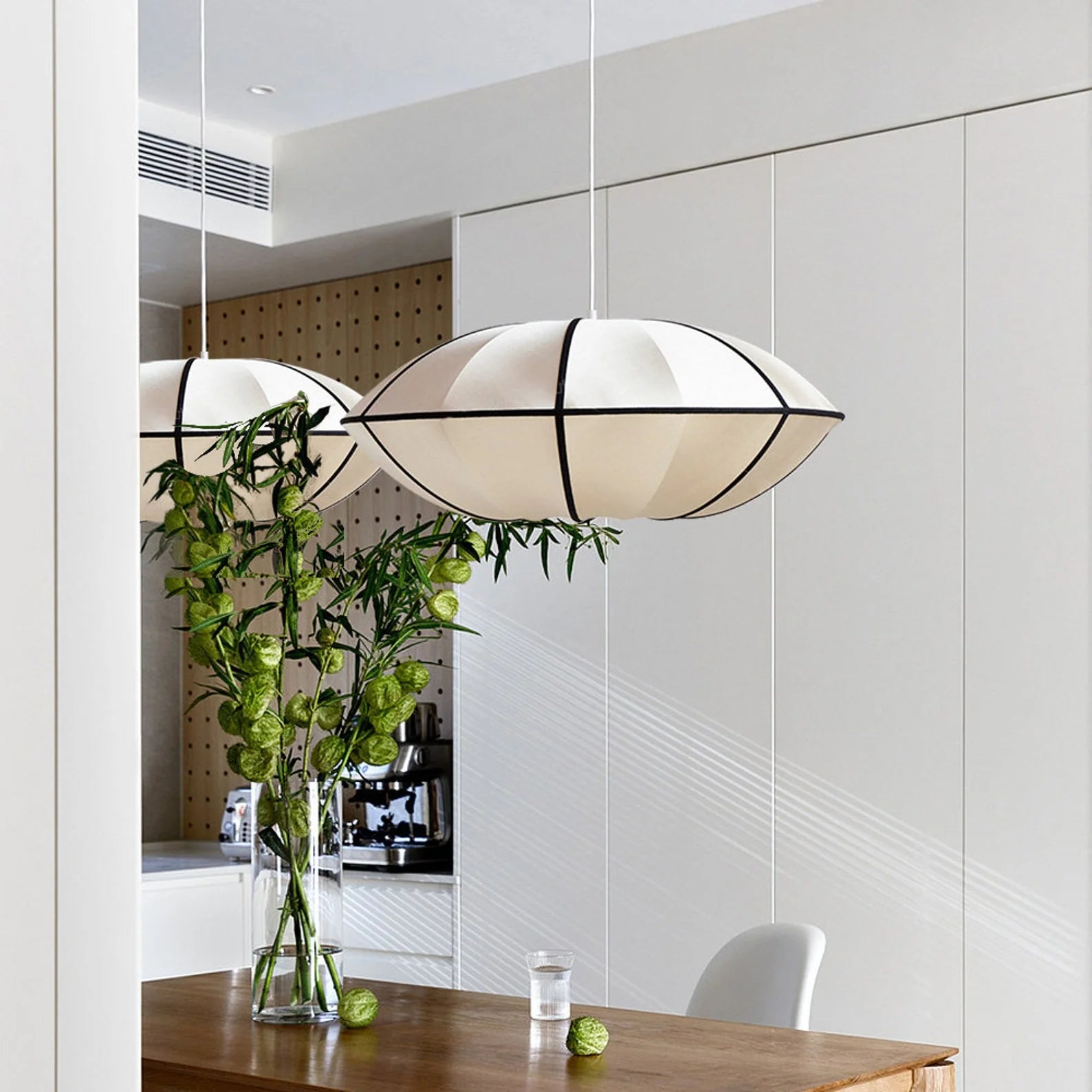 Lampa Wisząca Skandynawska z Owalnymi Kloszem z Tkaniny