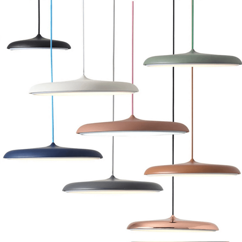 Lampa Wisząca Skandynawska z Płaskim Kloszem i Zintegrowanym Oświetleniem
