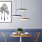 Lampa Wisząca Skandynawska z Płaskim Kloszem i Zintegrowanym Oświetleniem