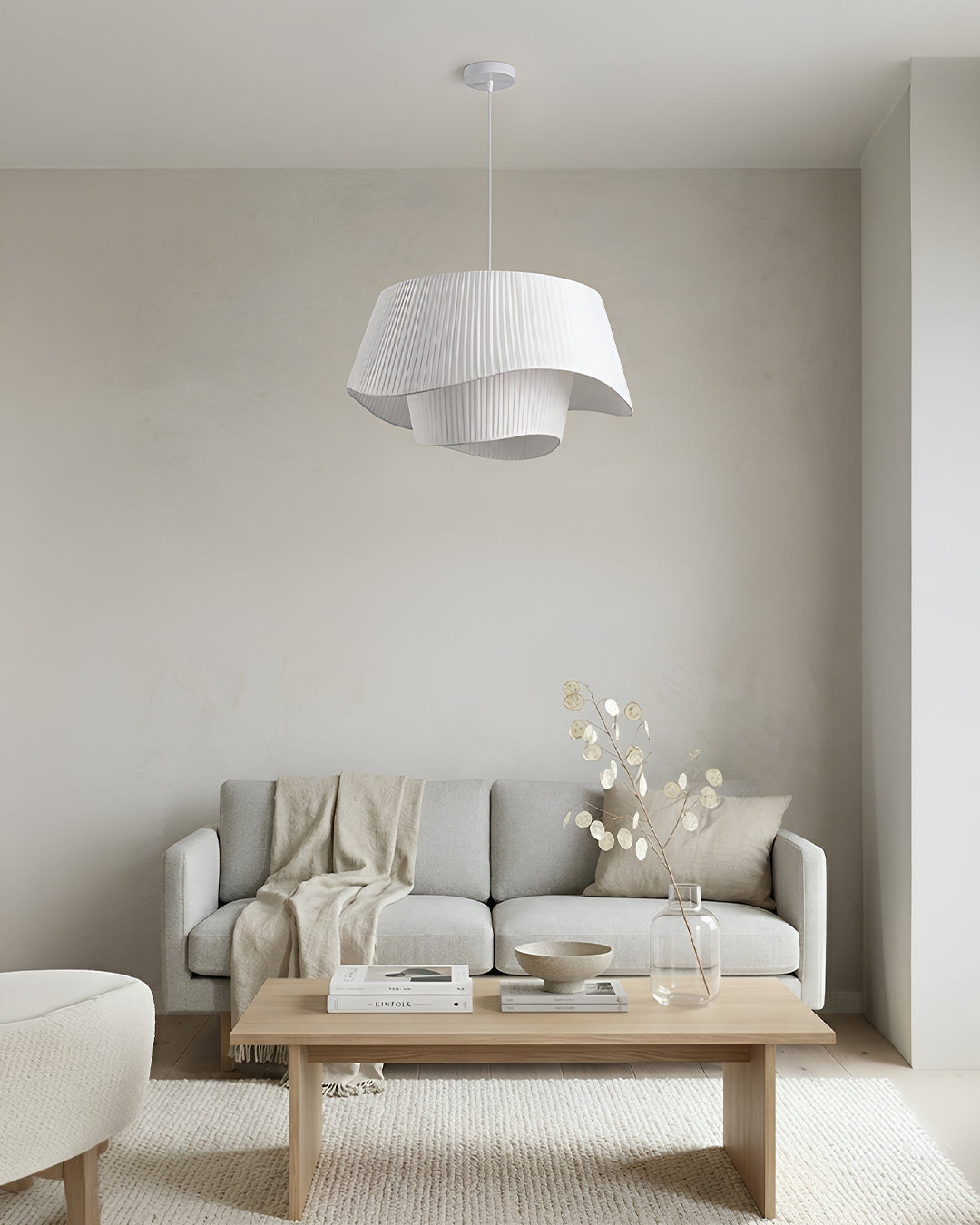 Lampa Wisząca Skandynawska z Plisowanym Kloszem i Organiczną Formą