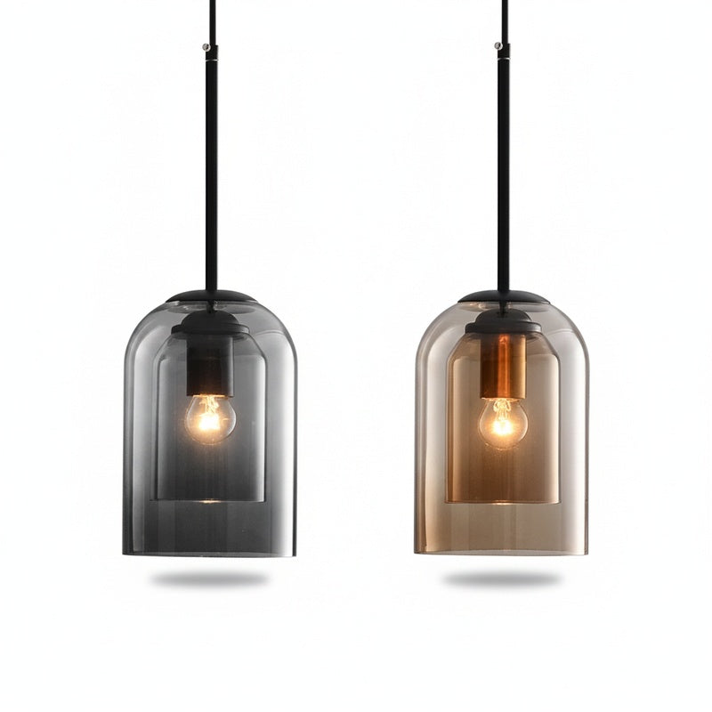 Lampa Wisząca Skandynawska z Podwójnym Kloszem Szklanym