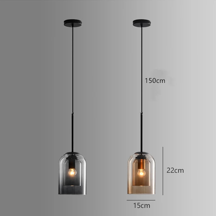 Lampa Wisząca Skandynawska z Podwójnym Kloszem Szklanym