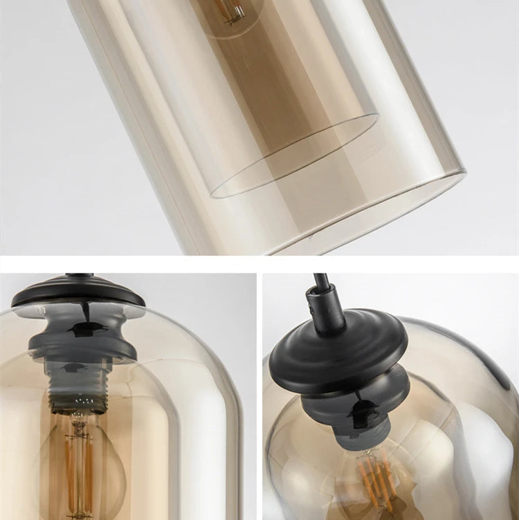 Lampa Wisząca Skandynawska z Podwójnym Kloszem Szklanym