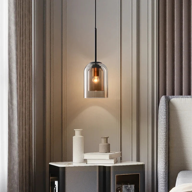 Lampa Wisząca Skandynawska z Podwójnym Kloszem Szklanym