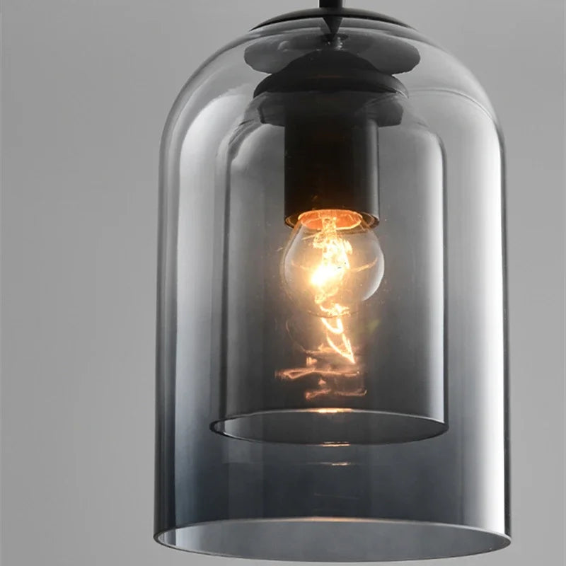 Lampa Wisząca Skandynawska z Podwójnym Kloszem Szklanym
