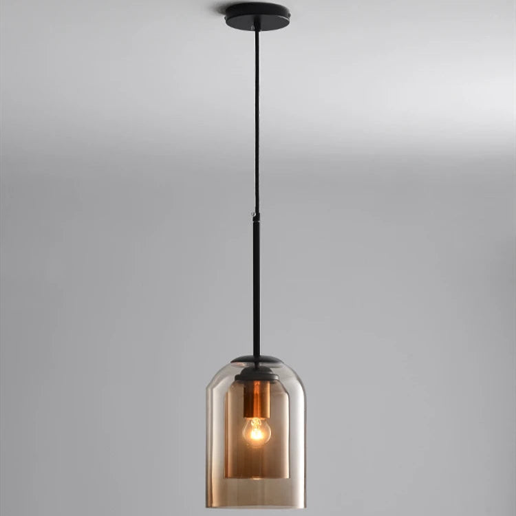 Lampa Wisząca Skandynawska z Podwójnym Kloszem Szklanym