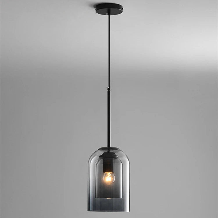 Lampa Wisząca Skandynawska z Podwójnym Kloszem Szklanym