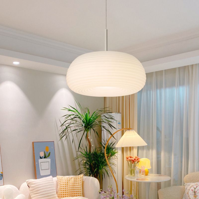Lampa Wisząca Skandynawska z Ryflowanym Kloszem Akrylowym